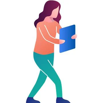 Time to work icon vector businesswoman with folder Stock Illustration
