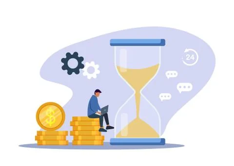 Time to work. Time-management project plan schedule. Sand clock, hourglass. F Stock Illustration