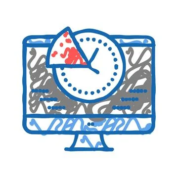 Time for working on computer icon doodle illustration Stock-Illustration