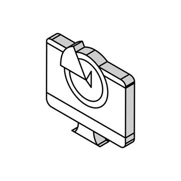 Time for working on computer isometric icon vector illustration Illustrazione stock