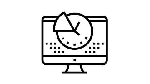 Time for working on computer line icon animation Stock Footage 157260174