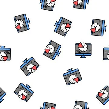 Time for working on computer vector seamless pattern Illustrazione stock