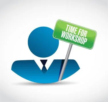 Time for workshop avatar sign concept Stock Illustration