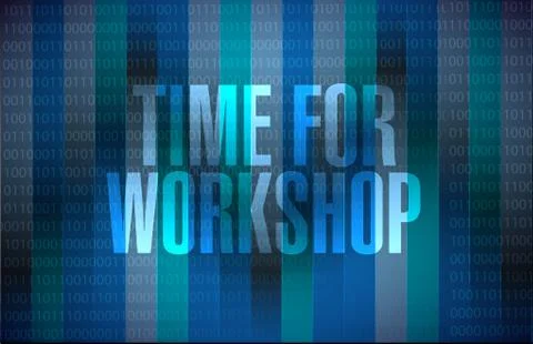 Time for workshop binary sign concept Stockillustratie