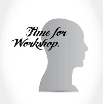 Time for workshop brain sign concept Stock Illustration
