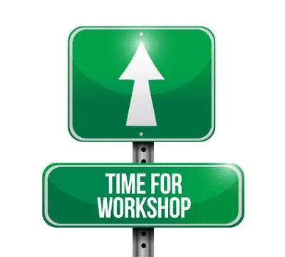 Time for workshop road sign concept Stock Illustration