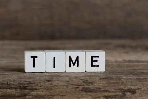 Time, written in cubes Stock Photos