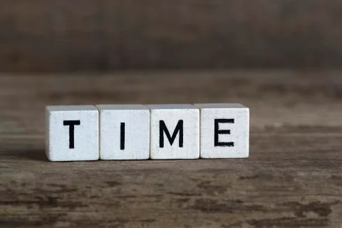 Time, written in cubes Stock Photos