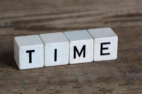 Time, written in cubes Stock Photos