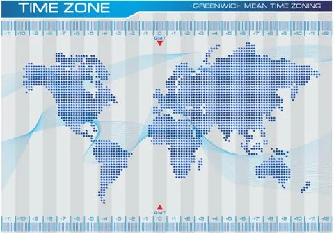 Time zone and world map illustration Stock Illustration