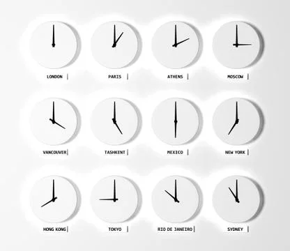 Time zone clocks Stock-Illustration