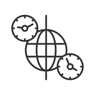 Time zone difference, icon in line design. World clock, global time, time Stock Illustration