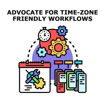 Time zone friendly workflows concept achieving global coordination Stock Illustration