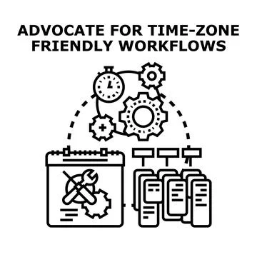 Time zone friendly workflows concept achieving global coordination Stock Illustration