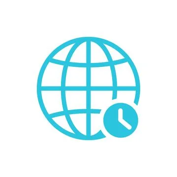 Time zone icon. Isolated on white background. From blue icon set. Stock Illustration