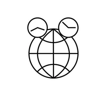 Time zone, time and date, global line icon. elements of airport, travel illus Stock Illustration