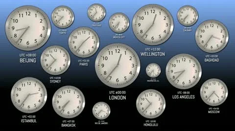 Time Zones - Clock 51 (HD) Stock Footage 11283599