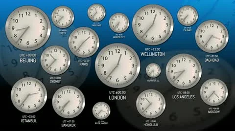 Time Zones - Clock 52 (HD) Video stock 11285259