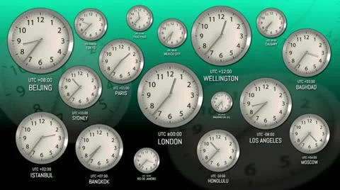 Time Zones - Clock 54 (HD) Stock Footage 11298943