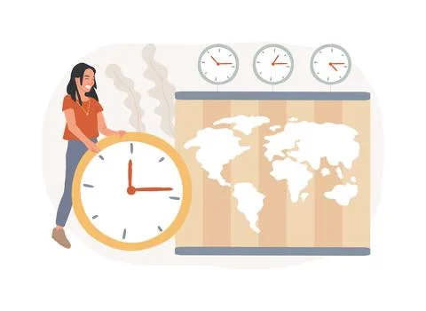 Time zones isolated concept vector illustration. Ilustración de archivo
