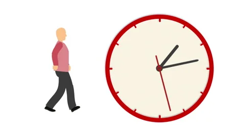 Time zoom concept. Man walking near a clock while clock hnads are turning and Stock Footage 132332101