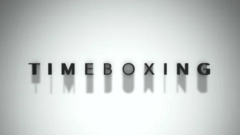 Timeboxing animated title matte black text set on a white backdrop Stock Footage 301837774