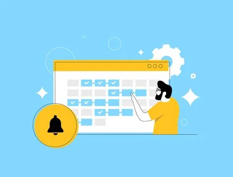 Timeboxing method for focused daily planning, visual task blocks and reminders Stock Illustration