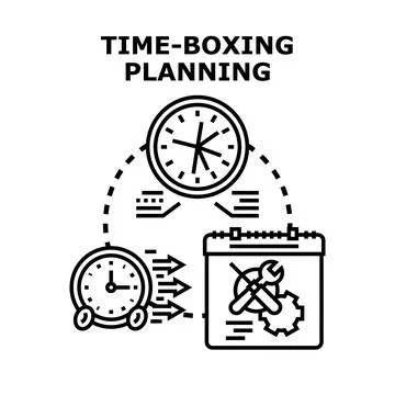 Timeboxing planning process for project management and task scheduling Stock Illustration