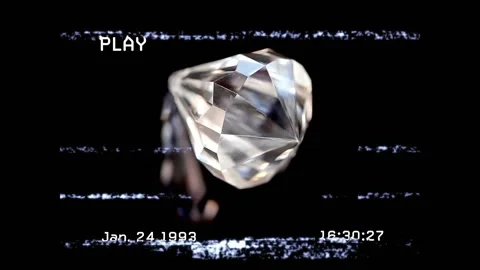 Timecode 16:30:22 showing single gem on dark backdrop amid glitch lines, Stock Footage 317117396