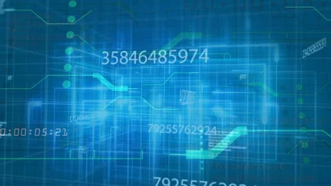 Timecode ticking starting 3D cube forming, numbers shifting, camera zooming Stock Footage 335211624