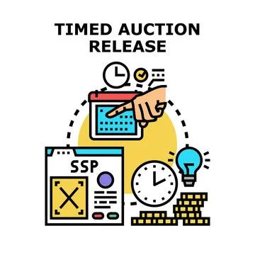 Timed auction release event concept design イラスト素材