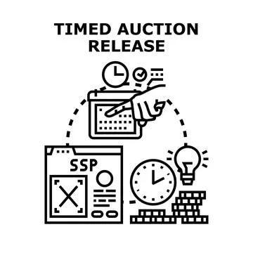 Timed auction release event concept design 库存插图