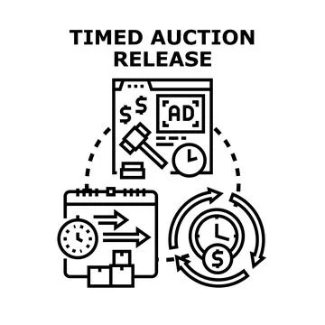 Timed auction release process vector illustration concept イラスト素材