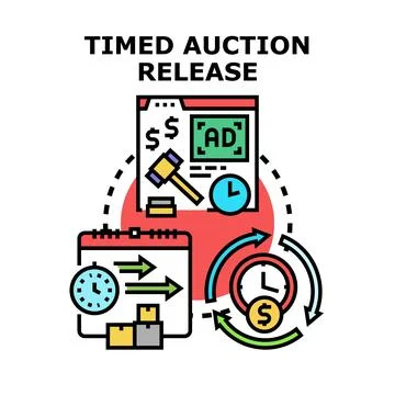 Timed auction release process vector illustration concept Stock Illustration