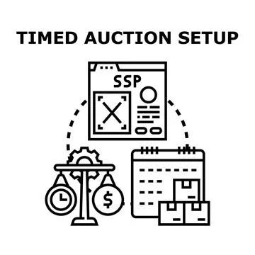 Timed auction setup concept for online bidding Stock Illustration