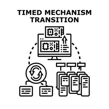 Timed mechanism performing data transition process Stock Illustration