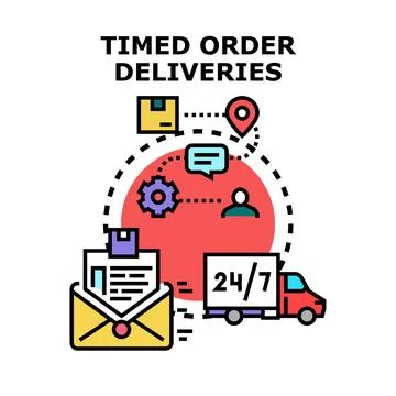 Timed order deliveries logistics developing e commerce network Stock Illustration