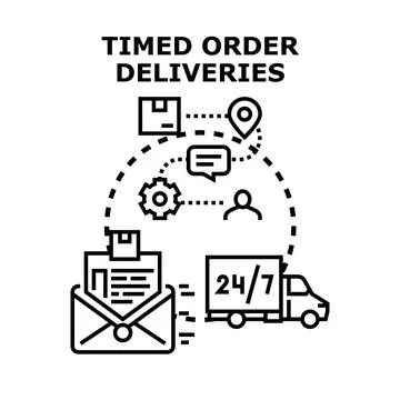 Timed order deliveries logistics developing e commerce network Stock Illustration