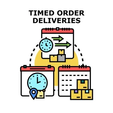 Timed order deliveries managing logistics and scheduling shipping Stock Illustration