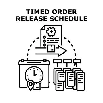 Timed order release schedule planning delivery icon 库存插图