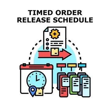Timed order release schedule planning delivery icon Stockillustratie