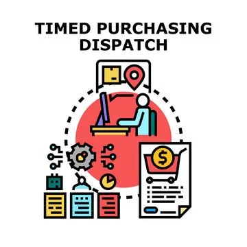 Timed purchasing dispatch optimizing online order delivery Stock Illustration