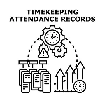 Timekeeping attendance records system managing employee data Stock Illustration