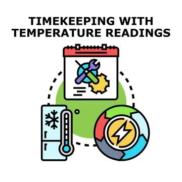 Timekeeping with temperature readings and energy cycle concept Illustrazione stock