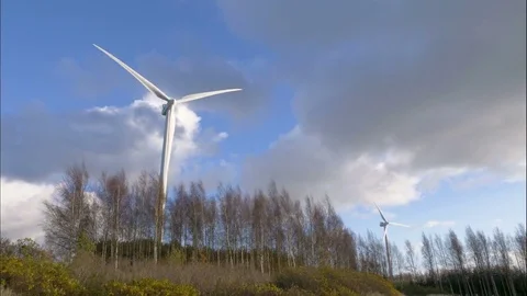 Timel apse of wind turbines turning. Windmill Stock Footage 82213419