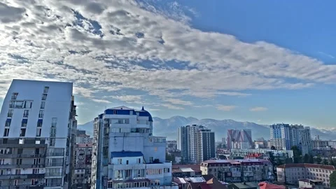 Timelabs, clouds float across the sky over the city Stock Footage 170006357