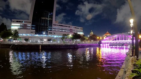 Timelampse Nigh on side river Stock Footage 128495442