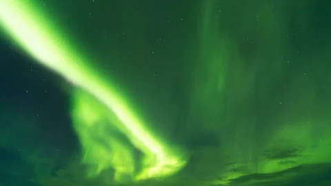 Timelape of dancing Aurora borealis or nothern light at hofn iceland Stock Footage 88376104