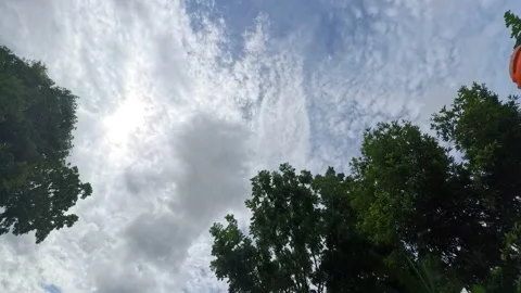 Timelapes footage of fast moving clouds in blue sky Stock Footage 301431588