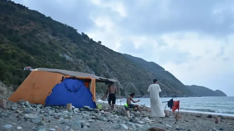Timelaps beach and camping Stock-Footage 130820816